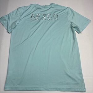 AFTCO Boys Youth Large Shirt Blue Camo Logo Short Sleeve Polyester Fishing Light